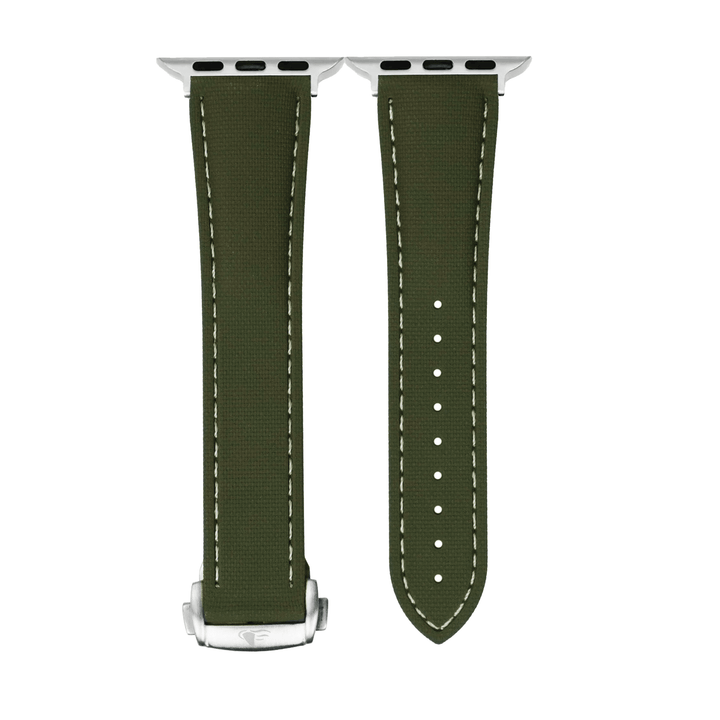 Sailcloth Rubber Deploy Band – For Apple Watch - Green - BluShark Straps