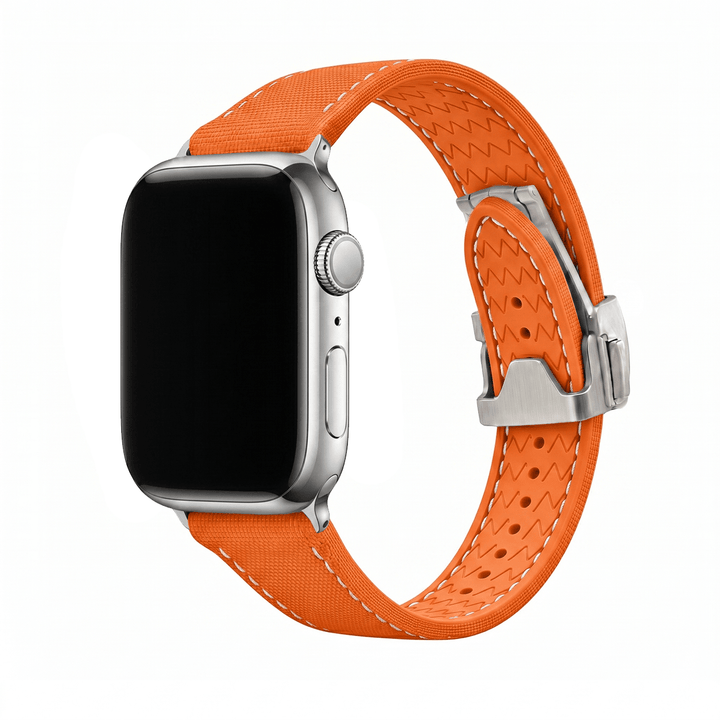 Sailcloth Rubber Deploy Band – For Apple Watch - Orange - BluShark Straps