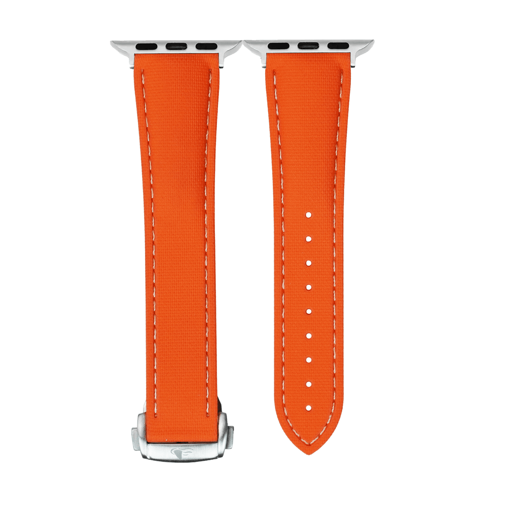 Sailcloth Rubber Deploy Band – For Apple Watch - Orange - BluShark Straps