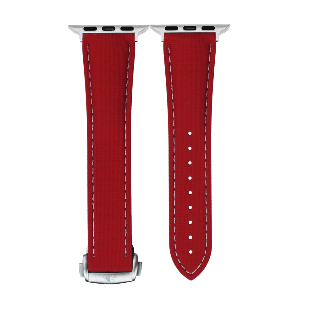 Sailcloth Rubber Deploy Band – For Apple Watch - Red - BluShark Straps