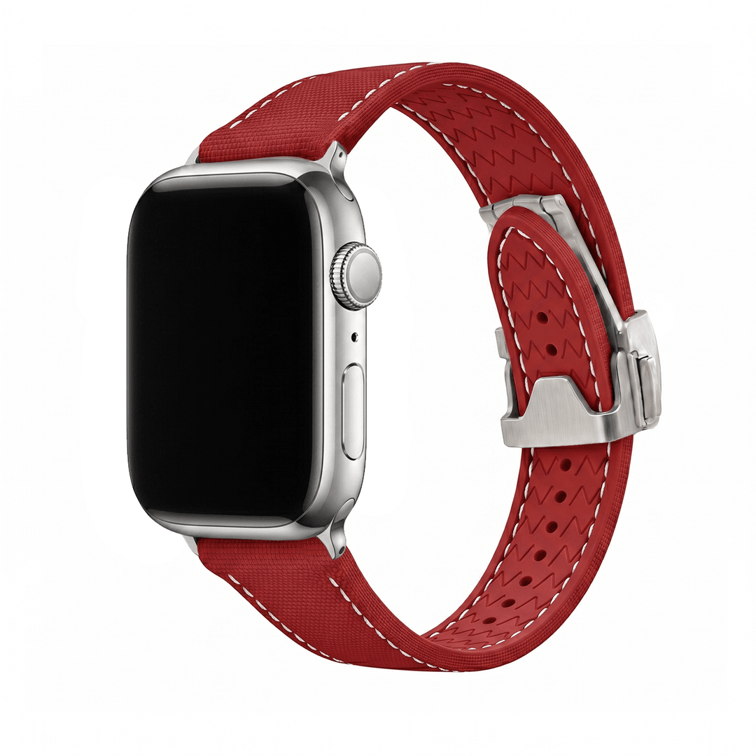 Sailcloth Rubber Deploy Band – For Apple Watch - Red - BluShark Straps