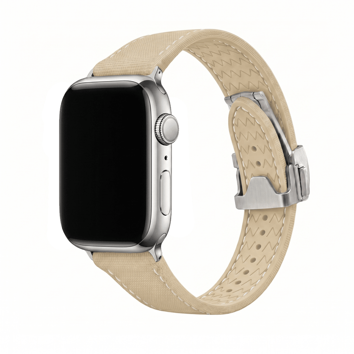 Sailcloth Rubber Deploy Band – For Apple Watch - Tan - BluShark Straps