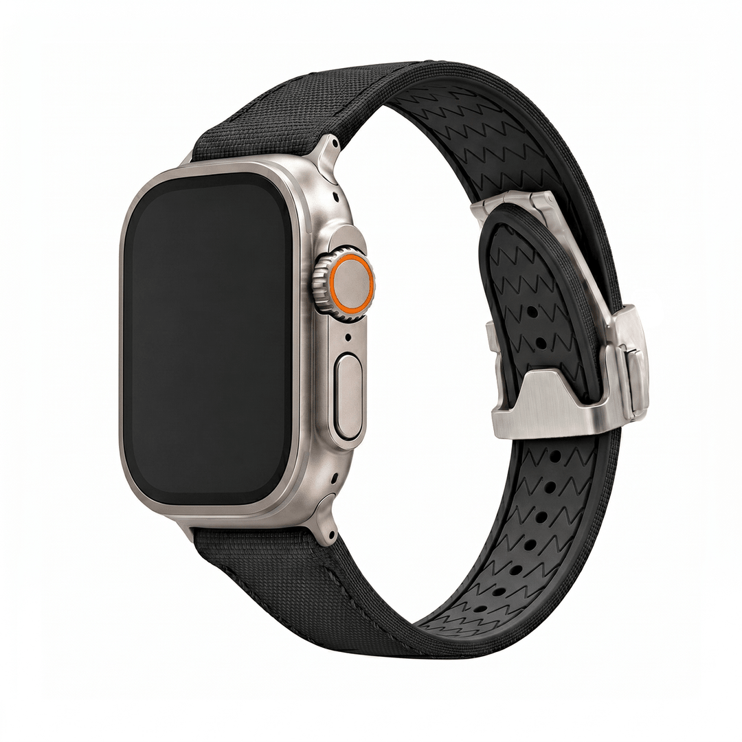 Sailcloth Rubber Deploy Band - For Apple Watch ULTRA - Blackout - BluShark Straps