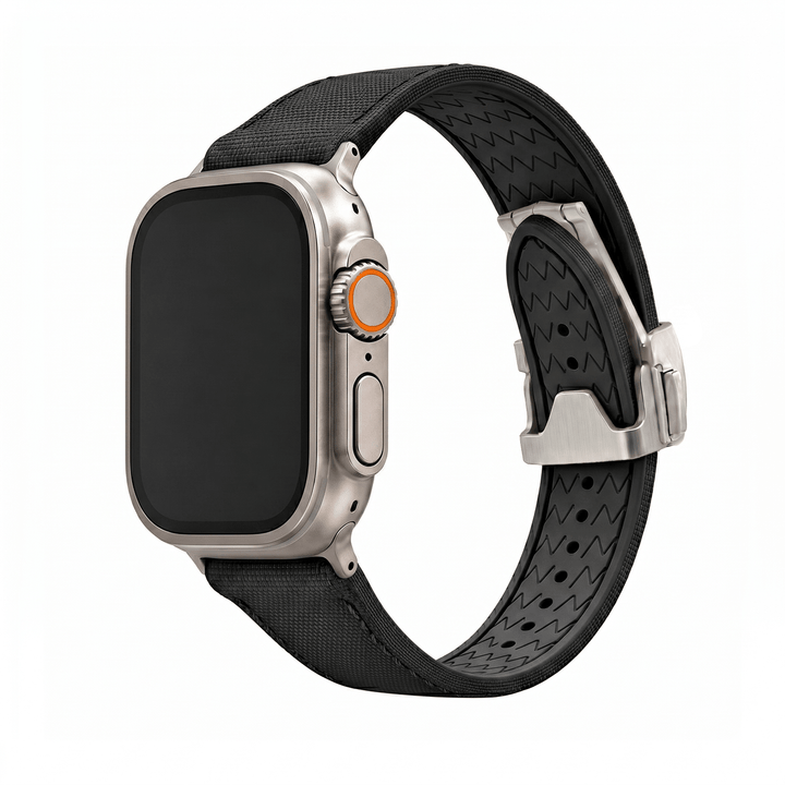 Sailcloth Rubber Deploy Band - For Apple Watch ULTRA - Blackout - BluShark Straps