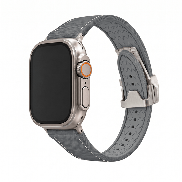 Sailcloth Rubber Deploy Band - For Apple Watch ULTRA - Gray - BluShark Straps
