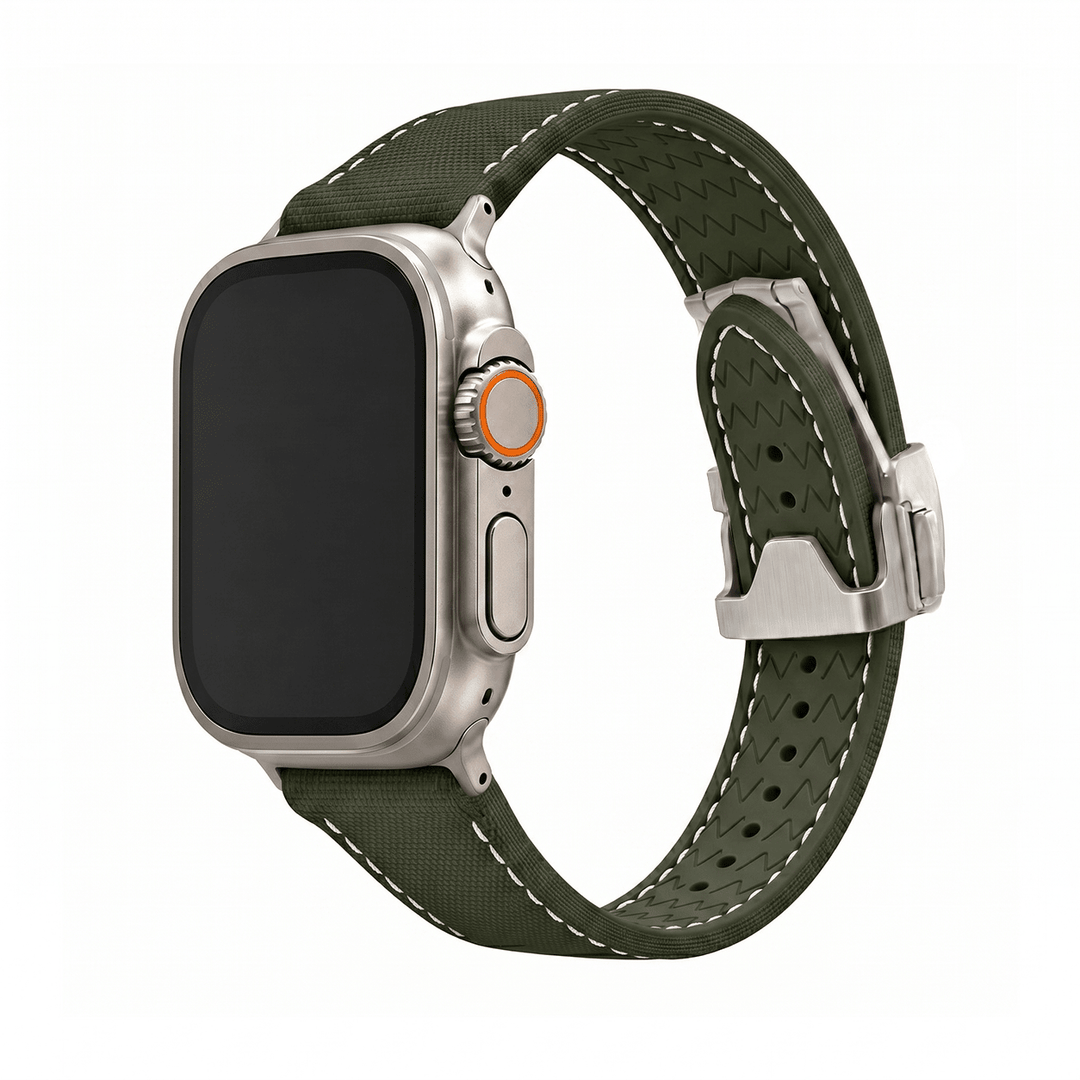 Sailcloth Rubber Deploy Band - For Apple Watch ULTRA - Green - BluShark Straps