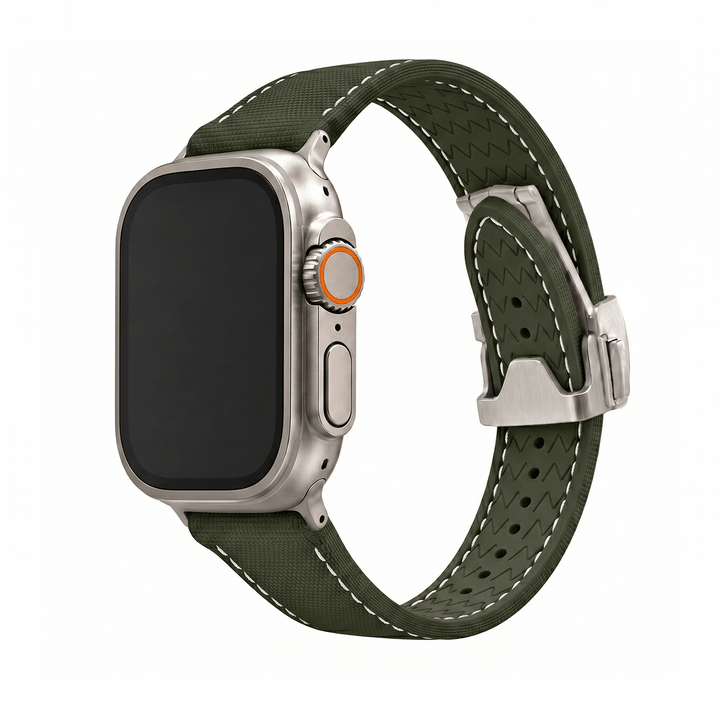 Sailcloth Rubber Deploy Band - For Apple Watch ULTRA - Green - BluShark Straps