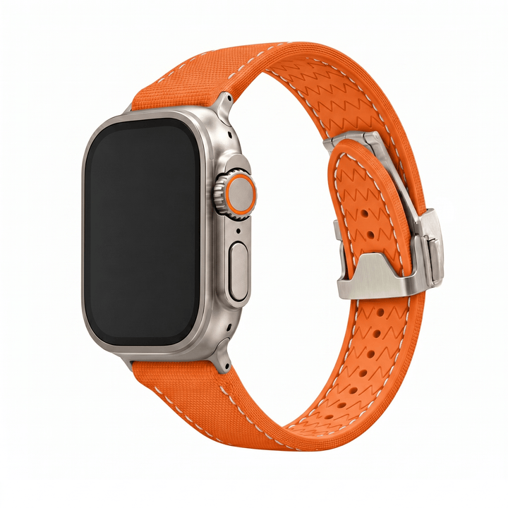 Sailcloth Rubber Deploy Band - For Apple Watch ULTRA - Orange - BluShark Straps