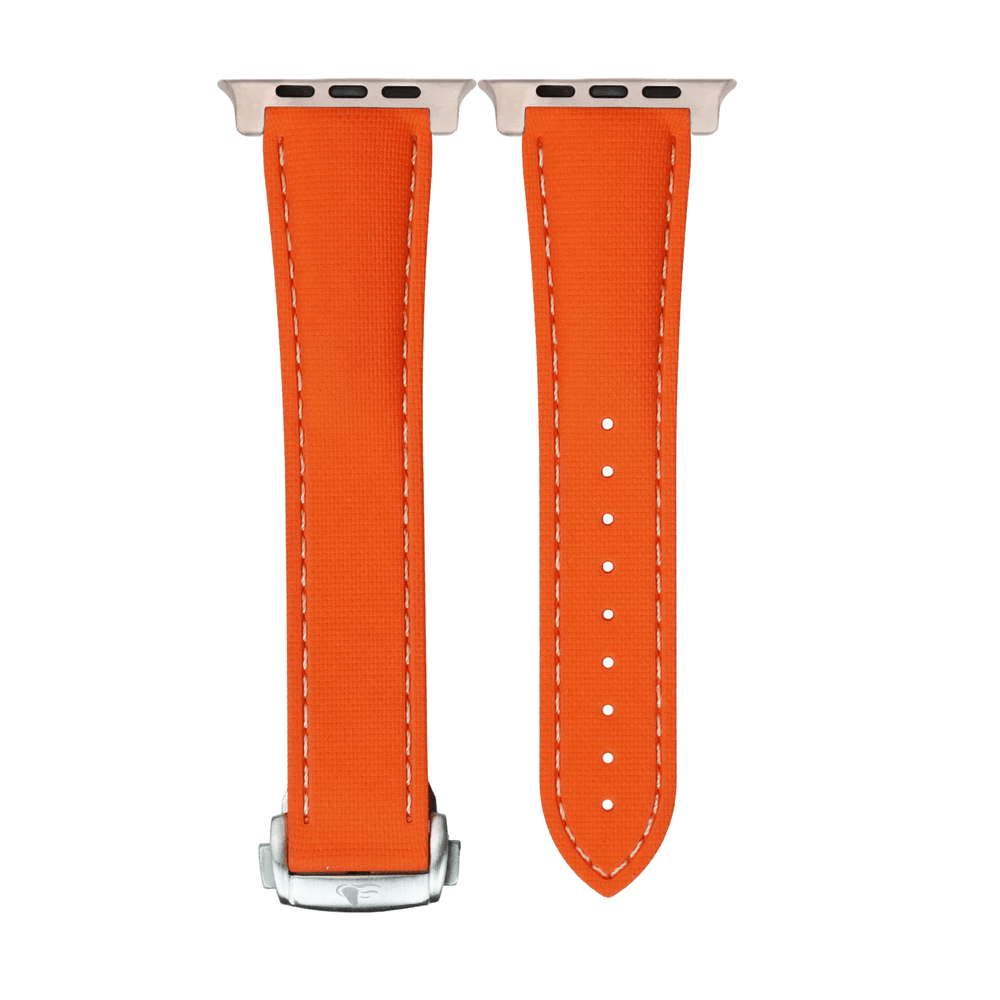 Sailcloth Rubber Deploy Band - For Apple Watch ULTRA - Orange - BluShark Straps