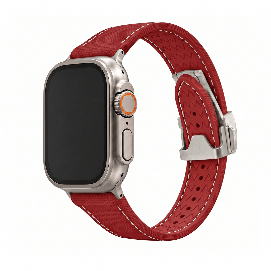 Sailcloth Rubber Deploy Band - For Apple Watch ULTRA - RED - BluShark Straps