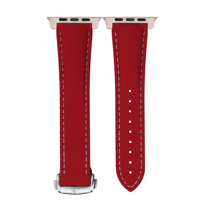 Sailcloth Rubber Deploy Band - For Apple Watch ULTRA - RED - BluShark Straps
