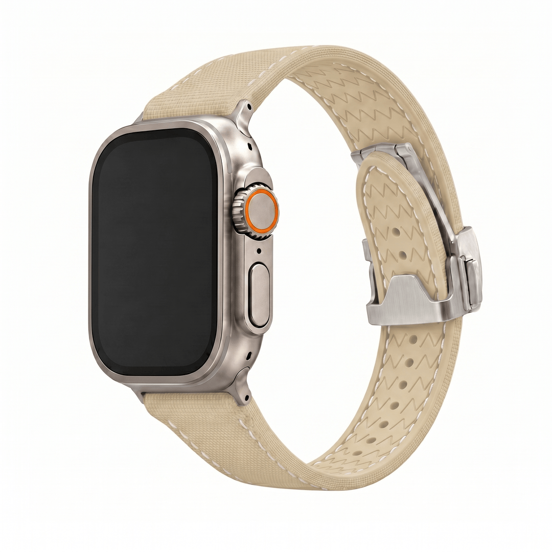 Sailcloth Rubber Deploy Band - For Apple Watch ULTRA - Tan - BluShark Straps