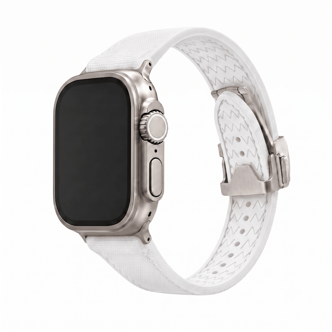 Sailcloth Rubber Deploy Band - For Apple Watch ULTRA - White - BluShark Straps