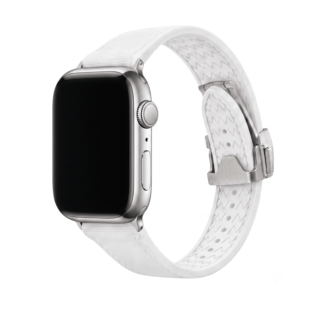 Sailcloth Rubber Deploy Band – For Apple Watch - White - BluShark Straps