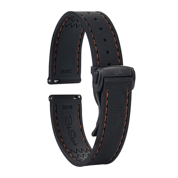 Sailcloth Rubber Deploy - Black/Orange - BluShark Straps