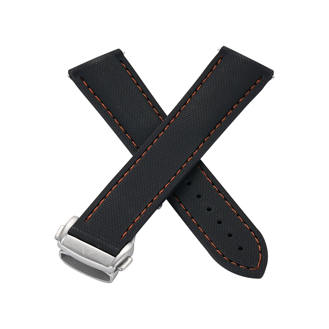 Sailcloth Rubber Deploy - Black/Orange - BluShark Straps