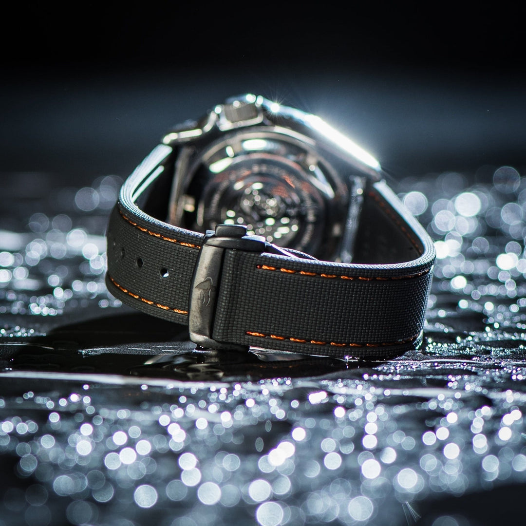 Sailcloth Rubber Deploy - Black/Orange - BluShark Straps