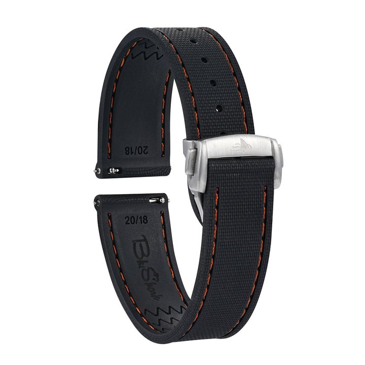 Sailcloth Rubber Deploy - Black/Orange - BluShark Straps