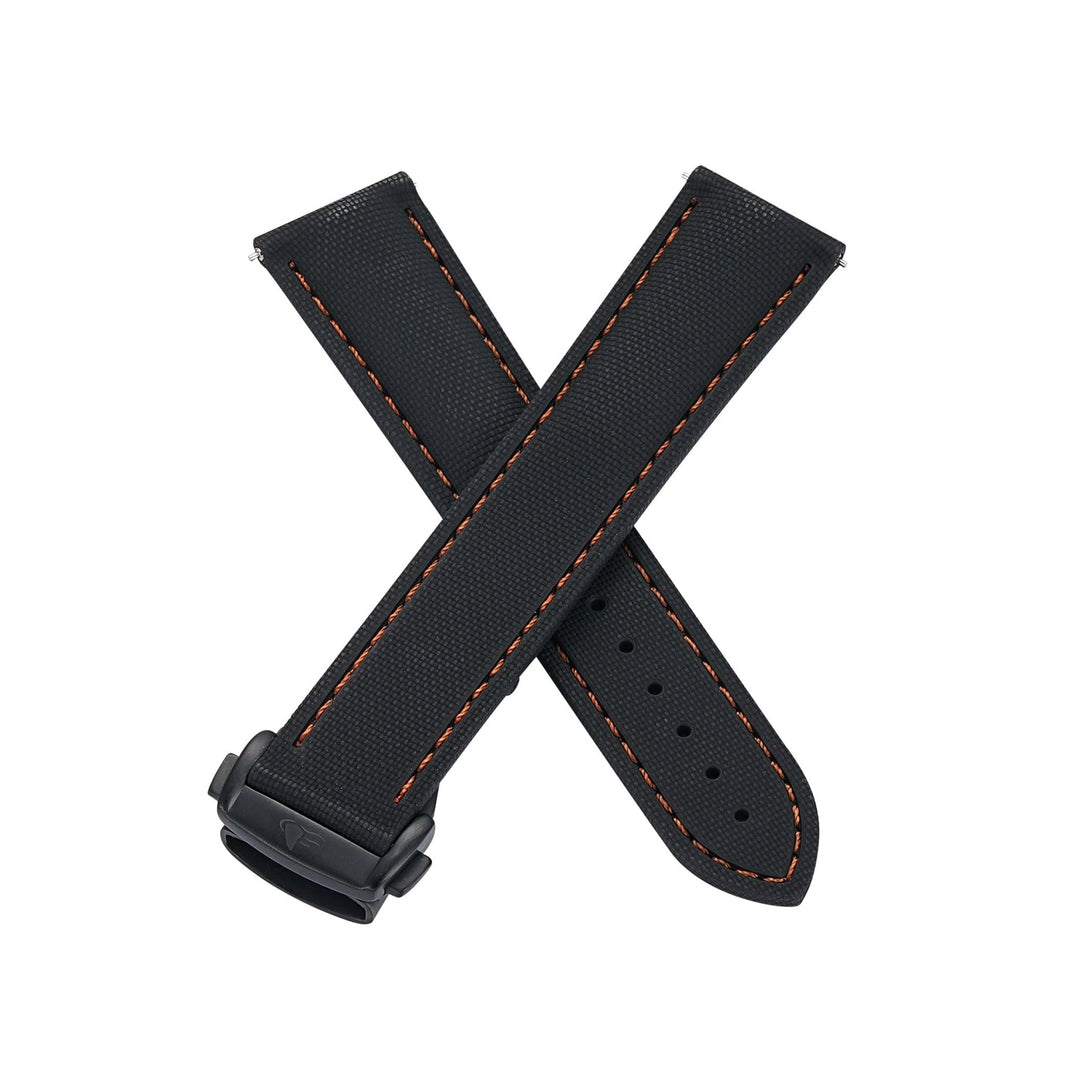 Sailcloth Rubber Deploy - Black/Orange - BluShark Straps