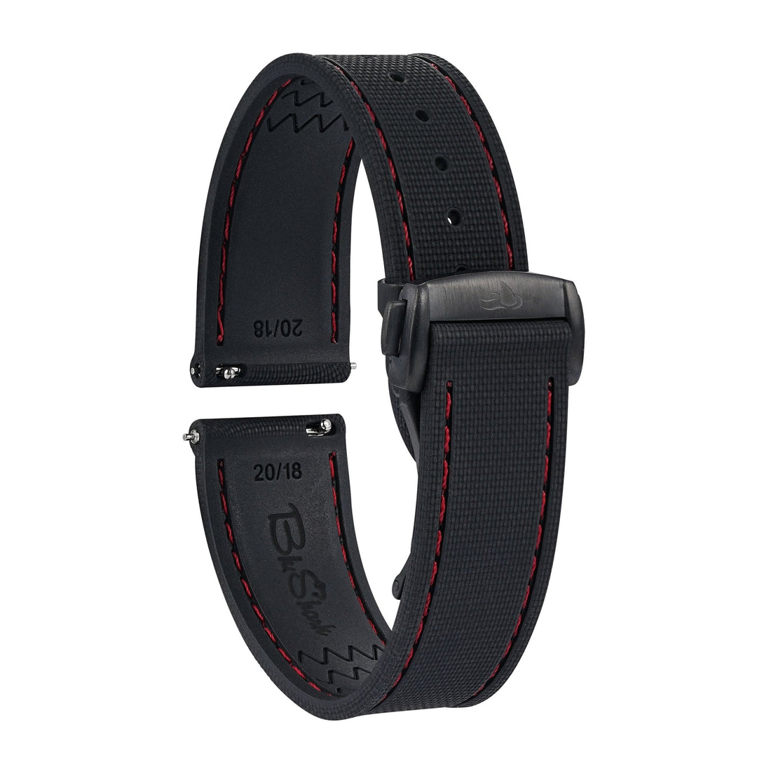 Sailcloth Rubber Deploy - Black/Red - BluShark Straps