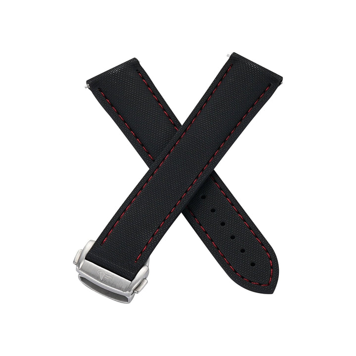 Sailcloth Rubber Deploy - Black/Red - BluShark Straps