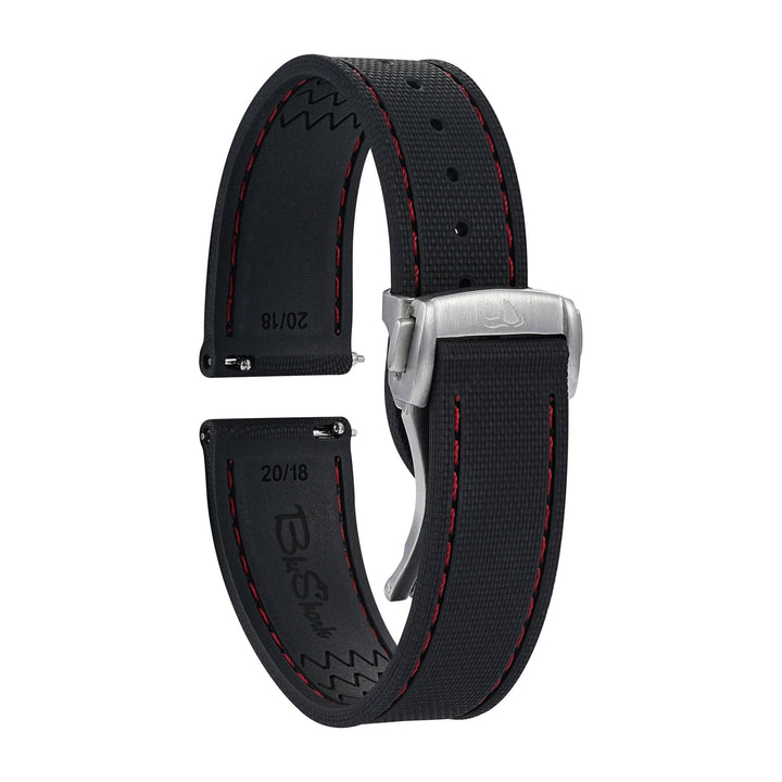 Sailcloth Rubber Deploy - Black/Red - BluShark Straps