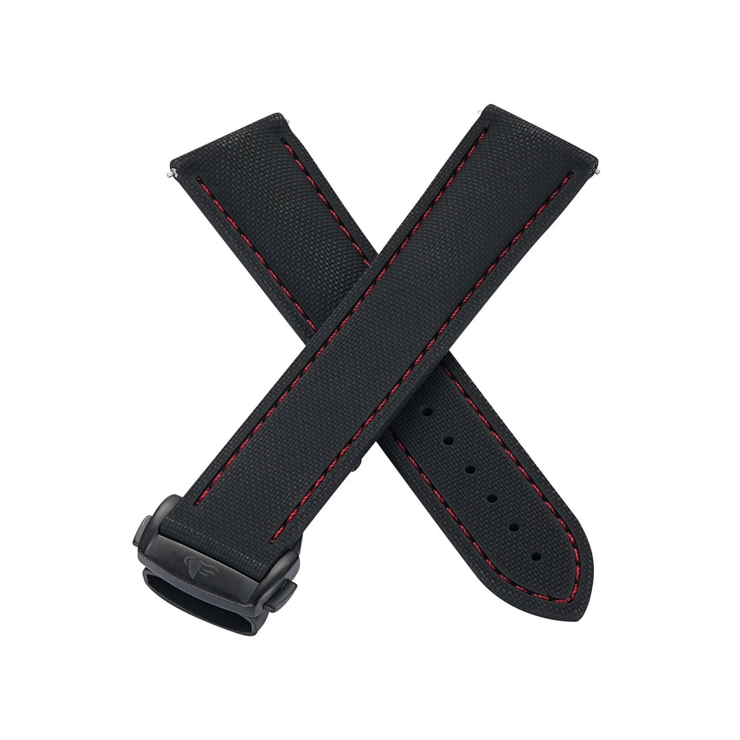 Sailcloth Rubber Deploy - Black/Red - BluShark Straps