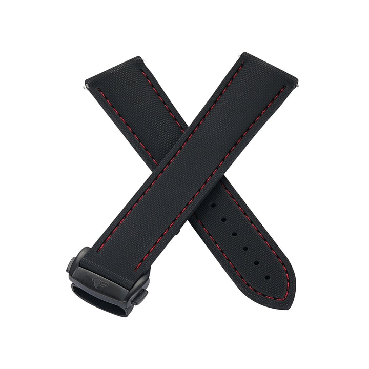Sailcloth Rubber Deploy - Black/Red - BluShark Straps