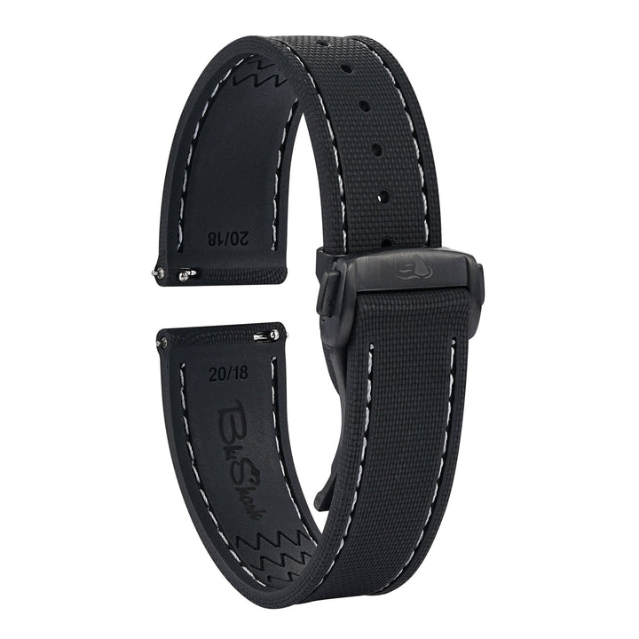 Sailcloth Rubber Deploy - Black/White - BluShark Straps