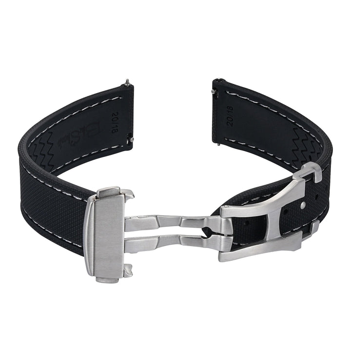 Sailcloth Rubber Deploy - Black/White - BluShark Straps