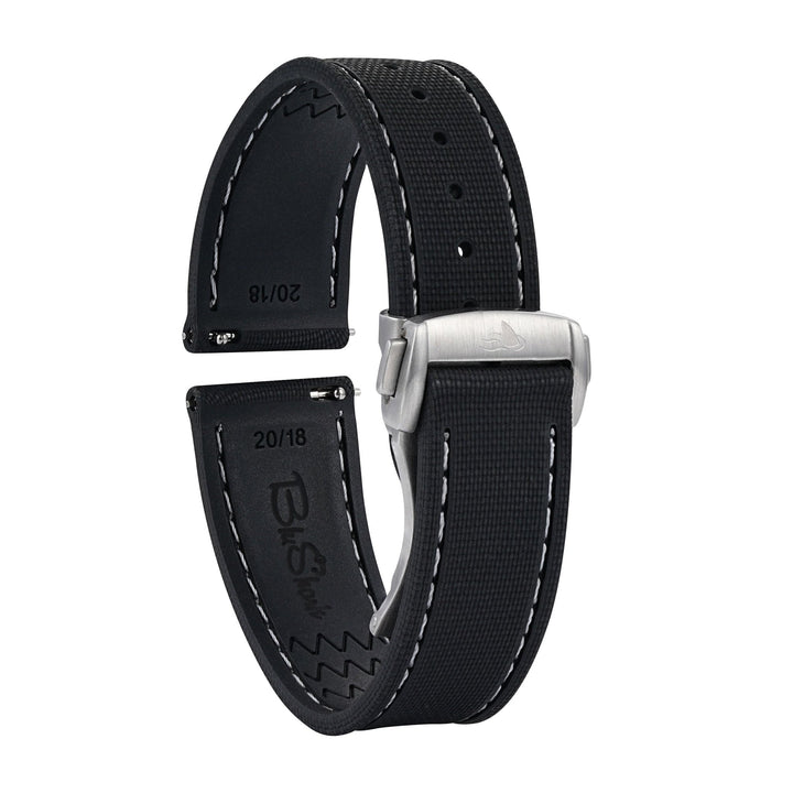 Sailcloth Rubber Deploy - Black/White - BluShark Straps