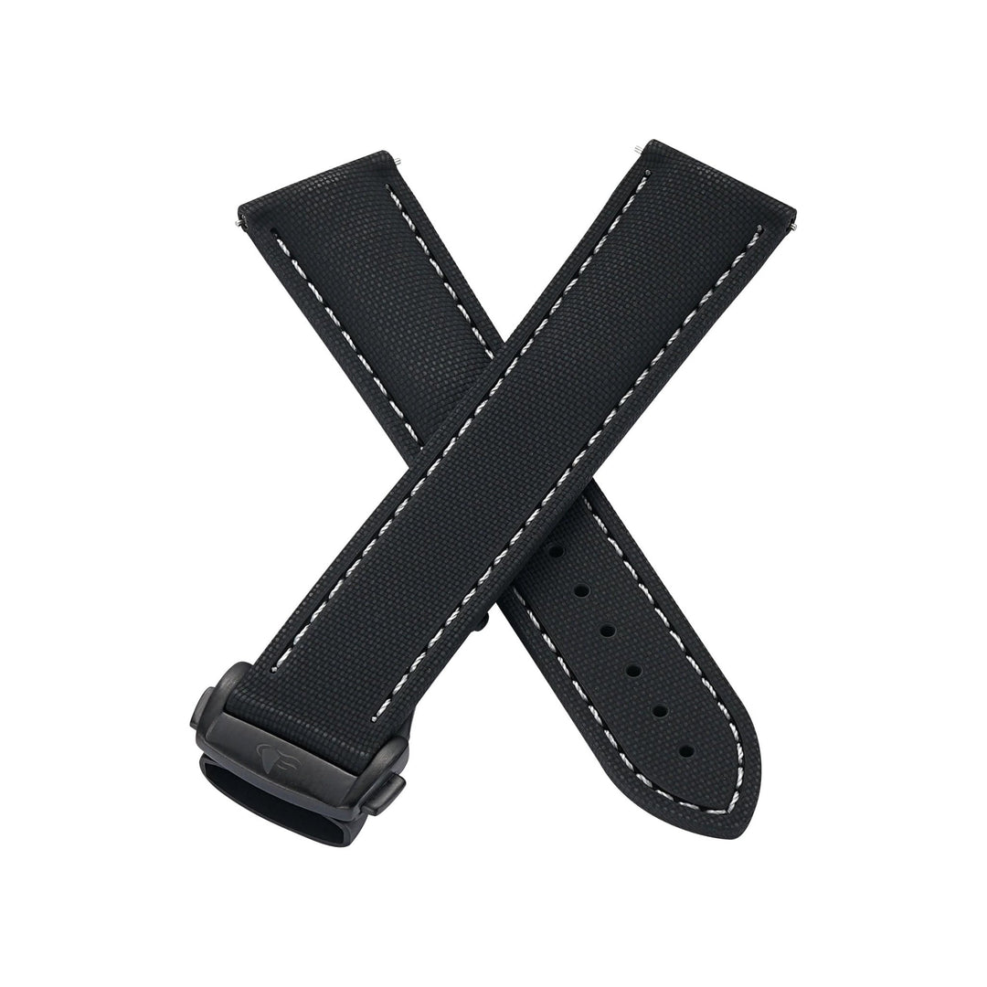 Sailcloth Rubber Deploy - Black/White - BluShark Straps