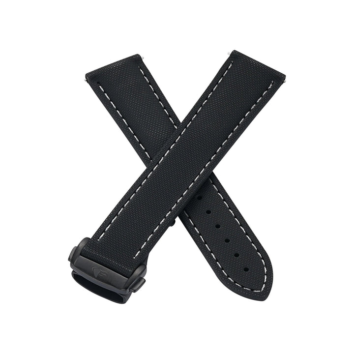 Sailcloth Rubber Deploy - Black/White - BluShark Straps