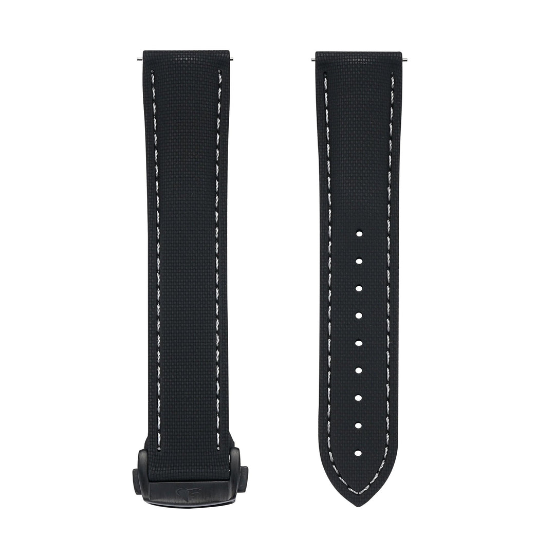 Sailcloth Rubber Deploy - Black/White - BluShark Straps