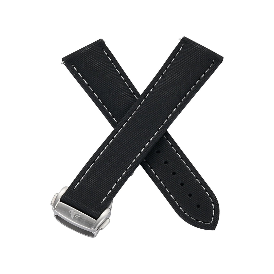 Sailcloth Rubber Deploy - Black/White - BluShark Straps