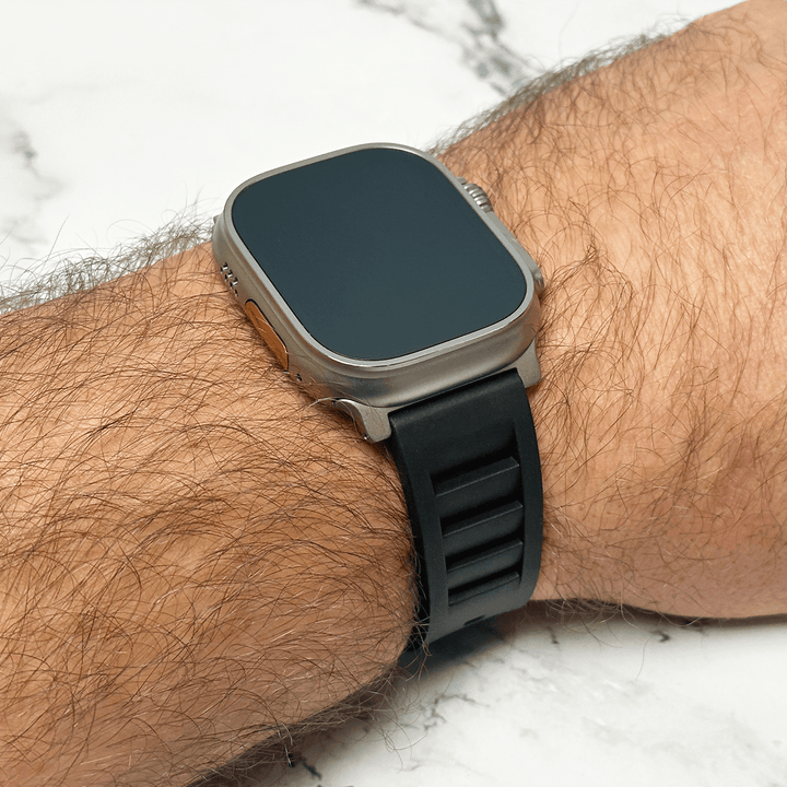 Shark Gill Rubber Band - For Apple Watch ULTRA - Black - BluShark Straps