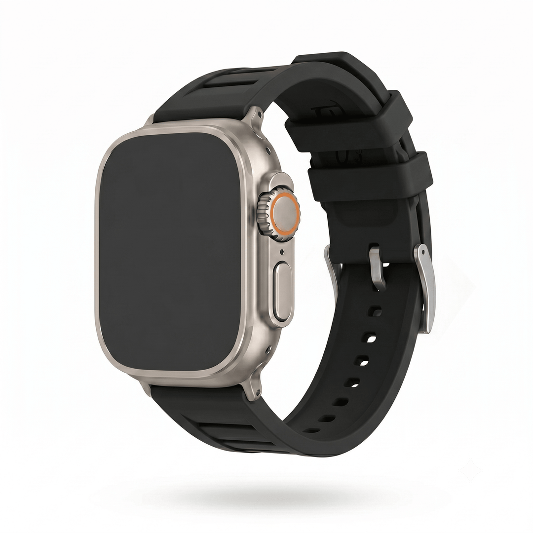 Shark Gill Rubber Band - For Apple Watch ULTRA - Black - BluShark Straps