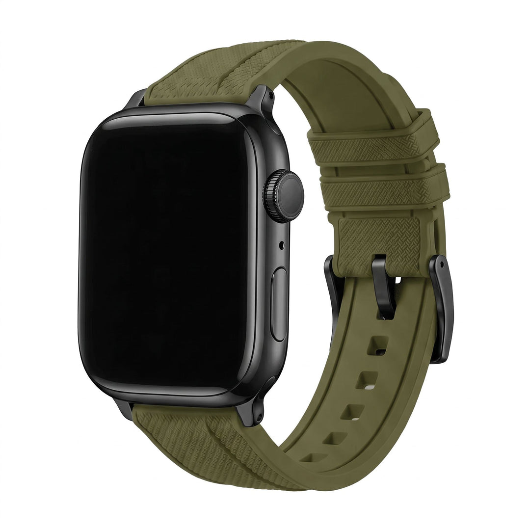 Shark Skin Rubber Band – For Apple Watch - Olive - BluShark Straps