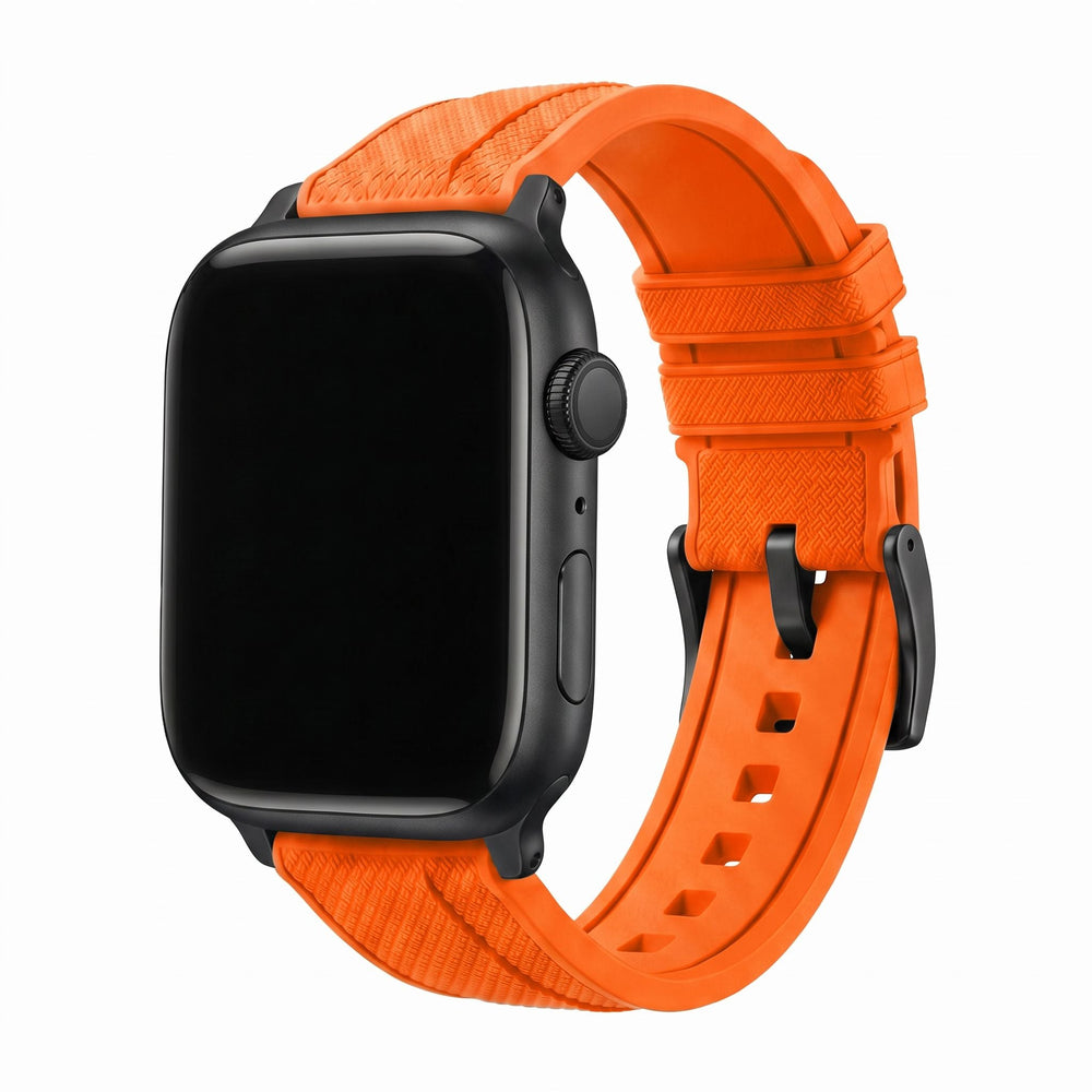 Shark Skin Rubber Band – For Apple Watch - Orange - BluShark Straps