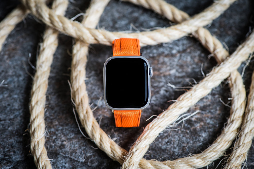 Shark Skin Rubber Band – For Apple Watch - Orange - BluShark Straps