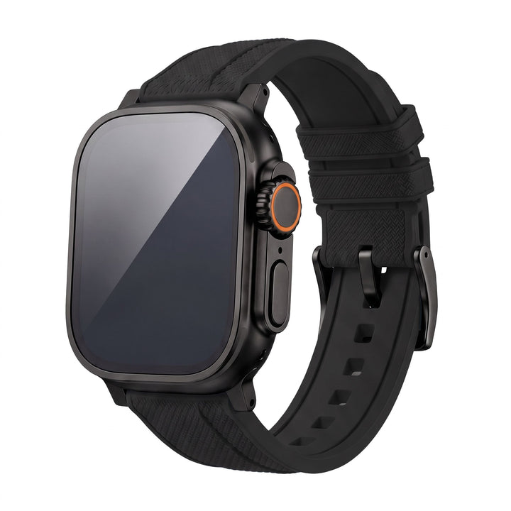 Shark Skin Rubber Band - For Apple Watch ULTRA - Black - BluShark Straps