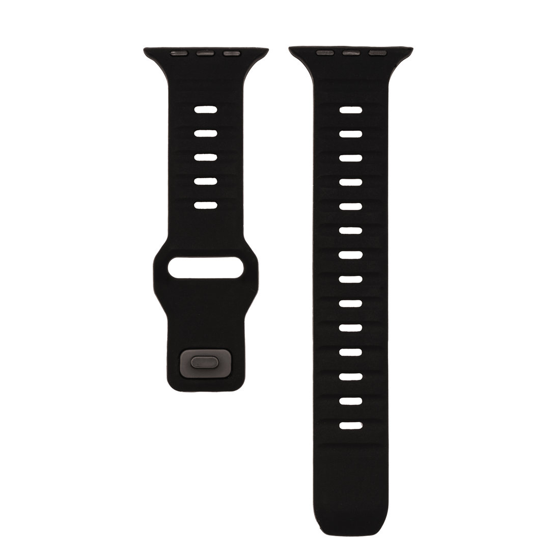 Silicone Groove Band - For Apple Watch - Black - BluShark Straps