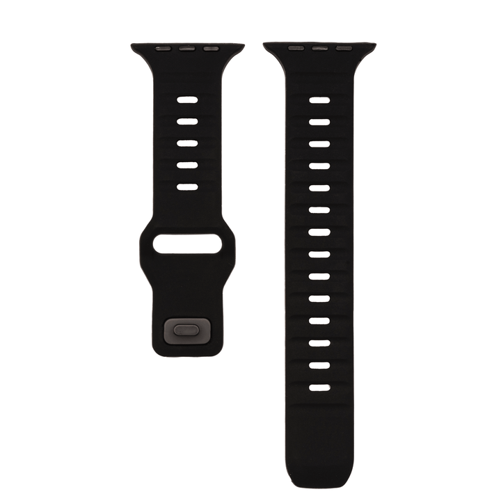 Silicone Groove Band - For Apple Watch - Black - BluShark Straps