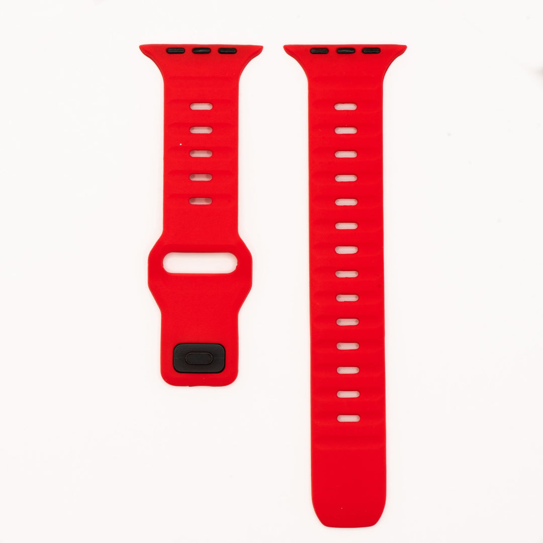 Silicone Groove Band - For Apple Watch - Red - BluShark Straps