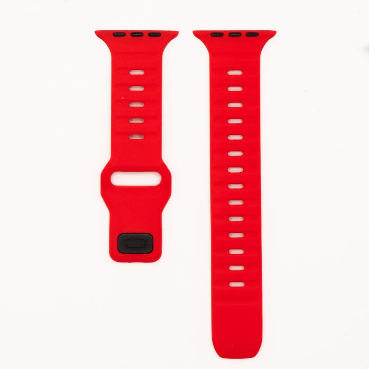 Silicone Groove Band - For Apple Watch - Red - BluShark Straps