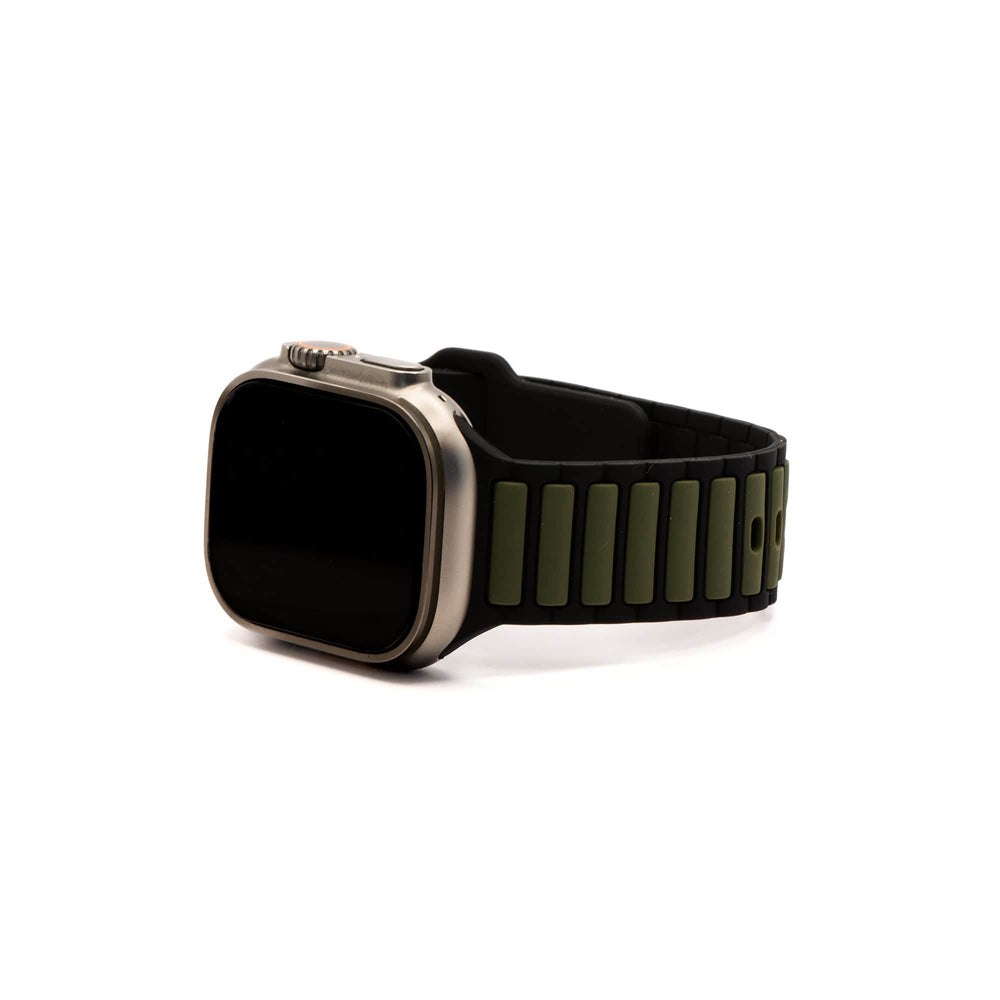 Silicone Ripple Band - For Apple Watch ULTRA - Black & Green - BluShark Straps