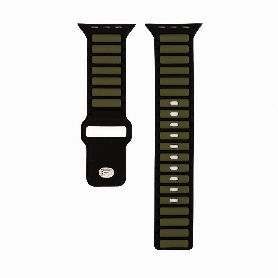 Silicone Ripple Band - For Apple Watch ULTRA - Black & Green - BluShark Straps