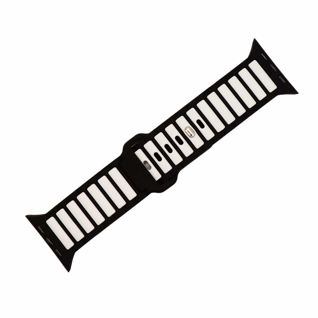 Silicone Ripple Band - For Apple Watch ULTRA - Black & White - BluShark Straps