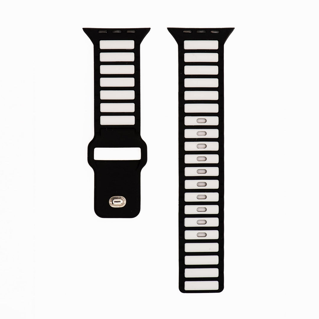 Silicone Ripple Band - For Apple Watch ULTRA - Black & White - BluShark Straps