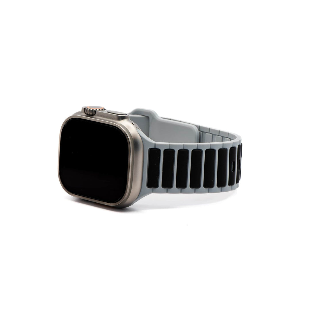 Silicone Ripple Band - For Apple Watch ULTRA - Gray & Black - BluShark Straps